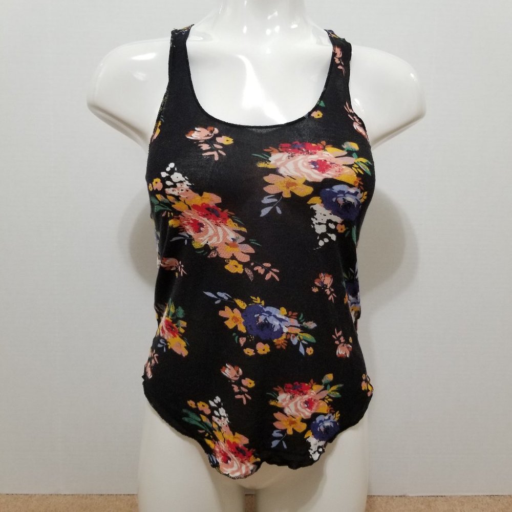 Mudd top XS floral rose print sleeveless slub knit tank rayon summer